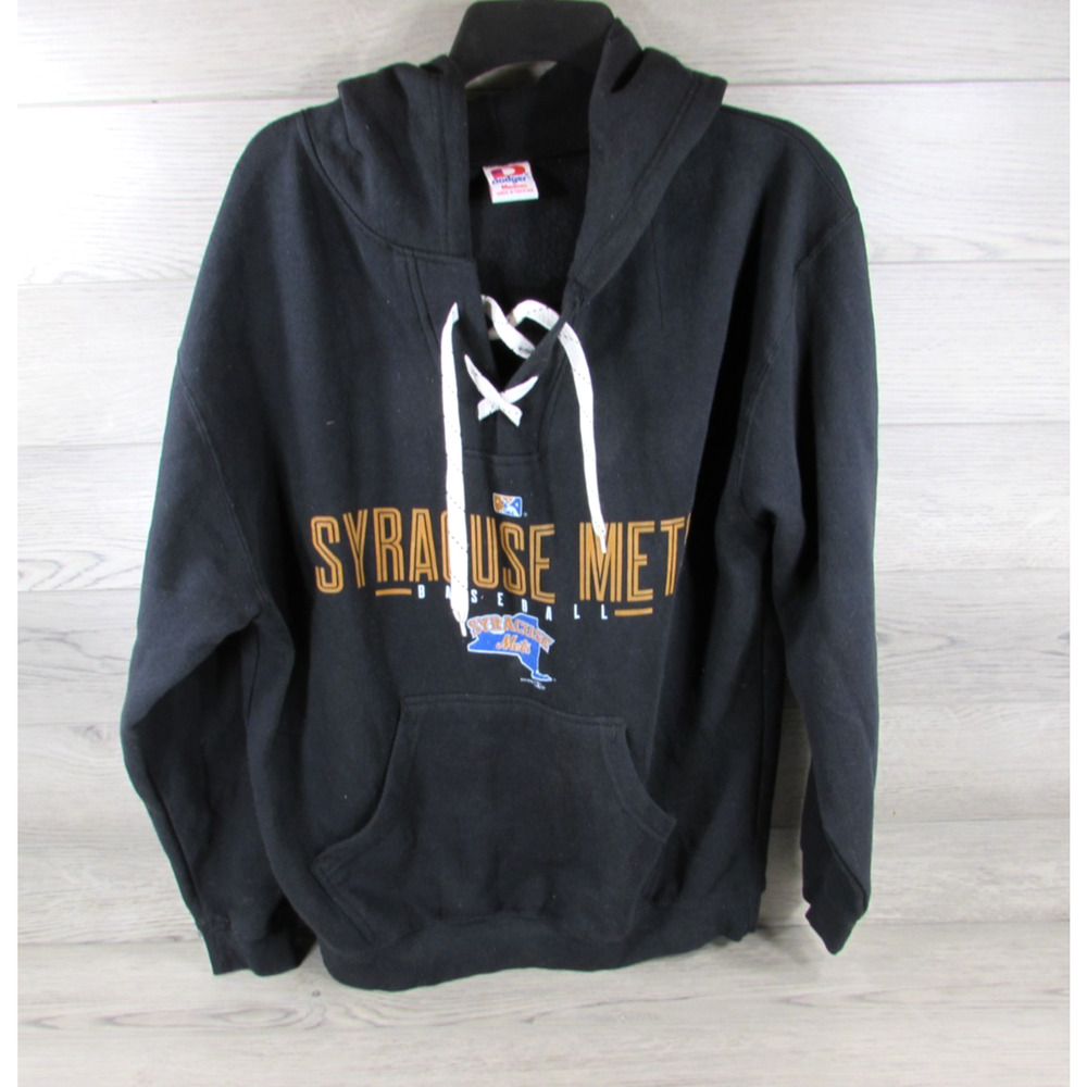 Syracuse Mets Hoodie Sweatshirt Size Medium Black Dodger Brand